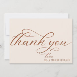シンプルScript Minimalistの結婚サンキューカード。 サンキューカード