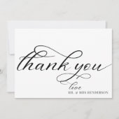 シンプルScript Minimalistの結婚サンキューカード。 サンキューカード (正面)