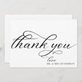 シンプルScript Minimalistの結婚サンキューカード。 サンキューカード (正面/裏面)