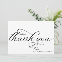 シンプルScript Minimalistの結婚サンキューカード。 サンキューカード