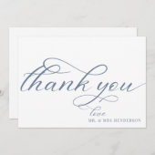 シンプルScript Minimalistの結婚サンキューカード。 サンキューカード (正面/裏面)