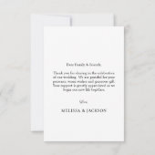 シンプルScript Minimalistの結婚写真 サンキューカード (裏面)