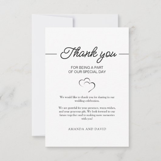 シンプルScript Minimalistの結婚写真 サンキューカード (裏面)