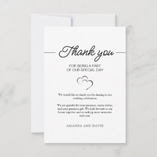 シンプルScript Minimalistの結婚写真 サンキューカード