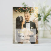 シンプルScript Minimalistハートの結婚写真 サンキューカード (スタンド正面)