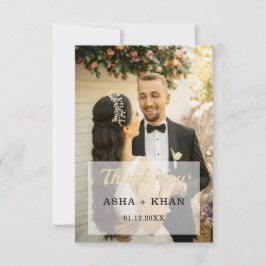 シンプルScript Minimalistハートの結婚写真 サンキューカード
