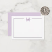 シンプルScript Minimalist Purple Name Monogram ノートカード (正面/裏面インサイチュ)