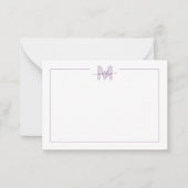 シンプルScript Minimalist Purple Name Monogram ノートカード (正面)