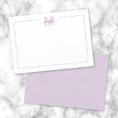 シンプルScript Minimalist Purple Name Monogram ノートカード