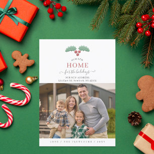 シンプルScript New Home for Holidaysフォトムービング シーズンカード