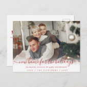 シンプルScript New Home for Holidaysフォトムービング ポストカード (正面/裏面)