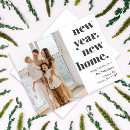 シンプルScript New Year New Home Moving Photo ポストカード