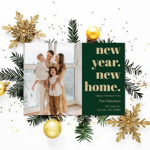 シンプルScript New Year New Home Moving Photo ポストカード