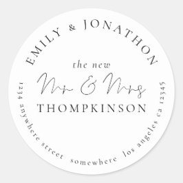 シンプルScript Newlywedsリターンネーム・アドレス ラウンドシール