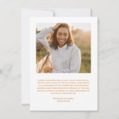 シンプルScript Orange Photo Graduationの発表 招待状 (裏面)