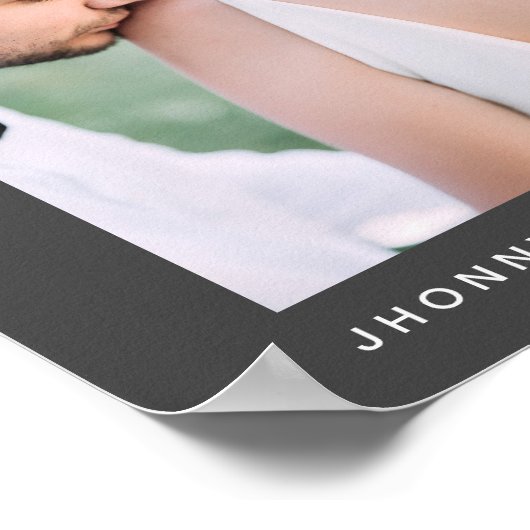 シンプルScript Photoの結婚ウェルカムサイン ポスター (角)