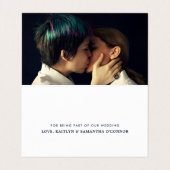 シンプルScript Photoの結婚サンキューカード 名刺 (内部フラット)