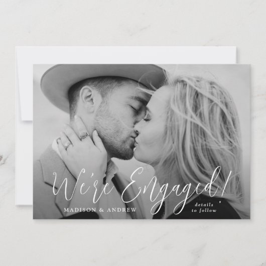 シンプルScript Photo婚約の発表 招待状 (正面)