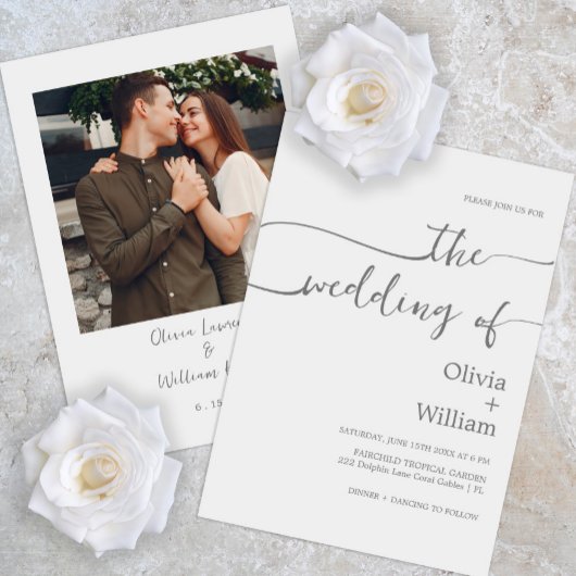 シンプルScript Photo結婚式招待状 招待状