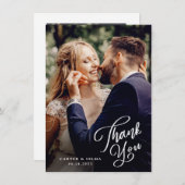 シンプルScript Photo結婚's サンキューカード (正面/裏面)