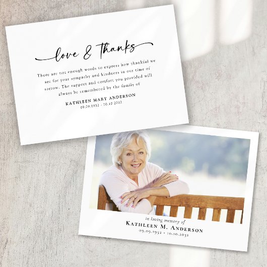 シンプルScript Photo葬儀 サンキューカード