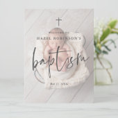 シンプルScript Photo Baptism Welcome 招待状 (スタンド正面)