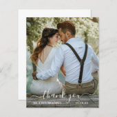 シンプルScript Photo Budgetの結婚サンキューカード (正面/裏面)