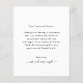 シンプルScript Photo Budgetの結婚サンキューカード (裏面)