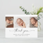シンプルScript Photo Collageベビー サンキューカード (スタンド正面)