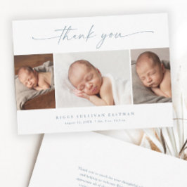 シンプルScript Photo Collageベビー サンキューカード