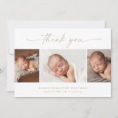 シンプルScript Photo Collageベビー サンキューカード (正面)