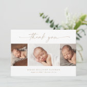 シンプルScript Photo Collageベビー サンキューカード (スタンド正面)