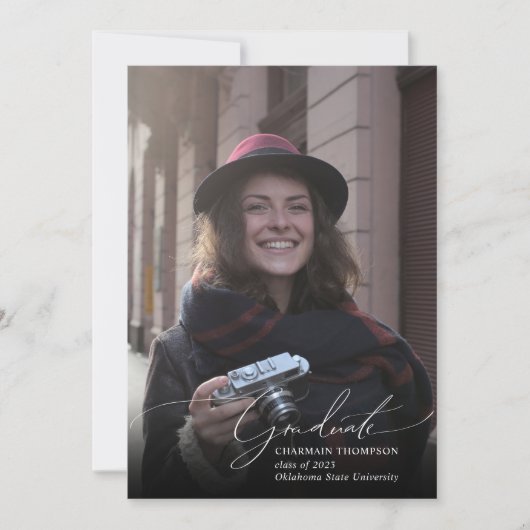 シンプルScript Photo Collage卒業 案内状 (正面)