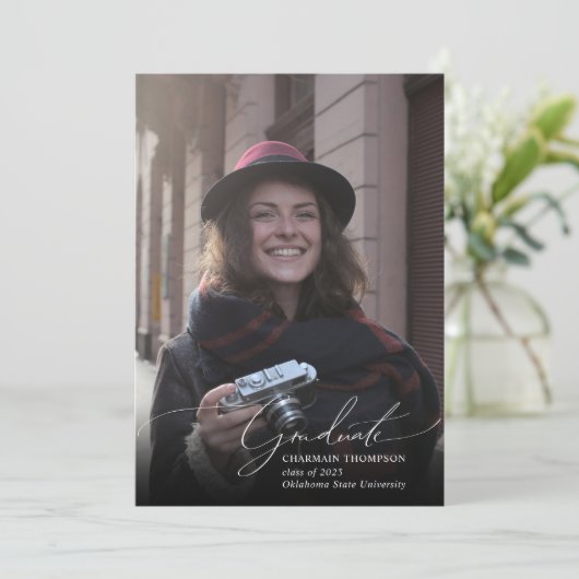 シンプルScript Photo Collage卒業 案内状 (スタンド正面)