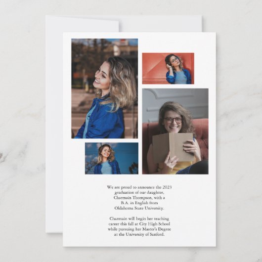 シンプルScript Photo Collage卒業 案内状 (裏面)