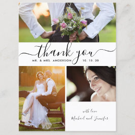 シンプルScript Photo Collage's 結婚 Thank You ポストカード