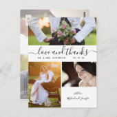 シンプルScript Photo Collage's 結婚 Thank You Post ポストカード (正面/裏面)