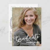 シンプルScript Photo Graduation発表 案内ポストカード (正面/裏面)