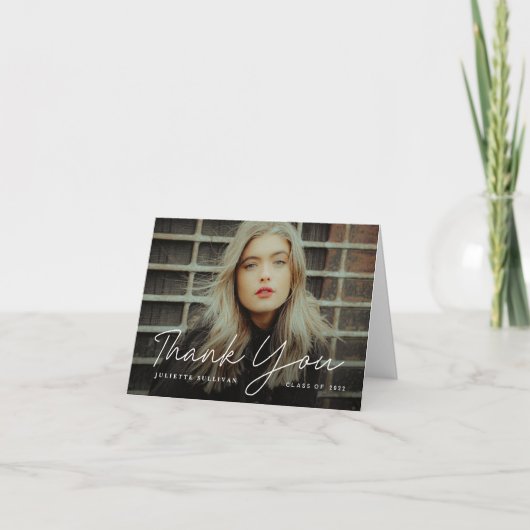 シンプルScript Photo Graduation サンキューカード (正面)