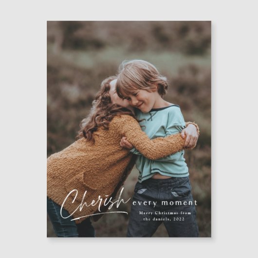 シンプルScript Photo Holiday Magenticカード (正面)