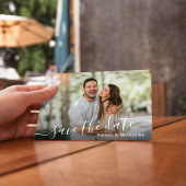 シンプルScript Photo Wedding日付の保存 招待状