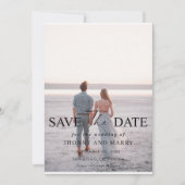 シンプルScript Photo Wedding日付カードを保存 招待状 (正面)