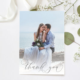 シンプルScript Photo's 結婚 Thank You サンキューカード
