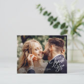 シンプルScript Photo's 結婚 Thank You ポストカード (スタンド正面)
