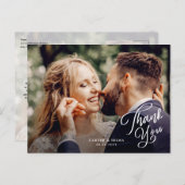 シンプルScript Photo's 結婚 Thank You ポストカード (正面/裏面)