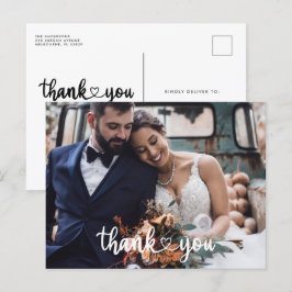 シンプルScript Photo's 結婚 Thank You Budget ポストカード