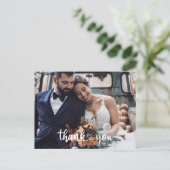 シンプルScript Photo's 結婚 Thank You Budget ポストカード (スタンド正面)