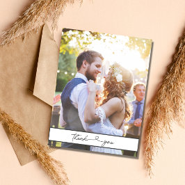 シンプルScript Photo's Budget結婚 Thank You ポストカード