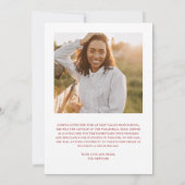 シンプルScript Red Photo Graduation発表 招待状 (裏面)