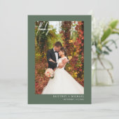 シンプルScript Sage Green写真ありがモダンとうございます サンキューカード (スタンド正面)